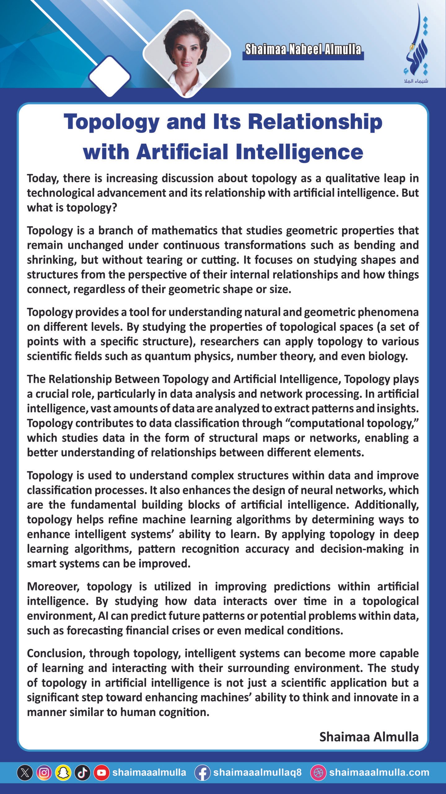 Topology and Its Relationship with Artificial Intelligence Topology and Its Relationship with Artificial Intelligence