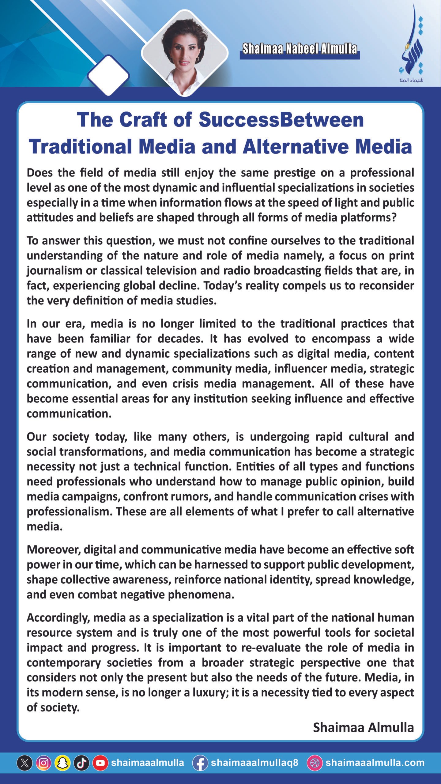 The Craft of Success Between Traditional Media and Alternative Media The Craft of Success Between Traditional Media and Alternative Media