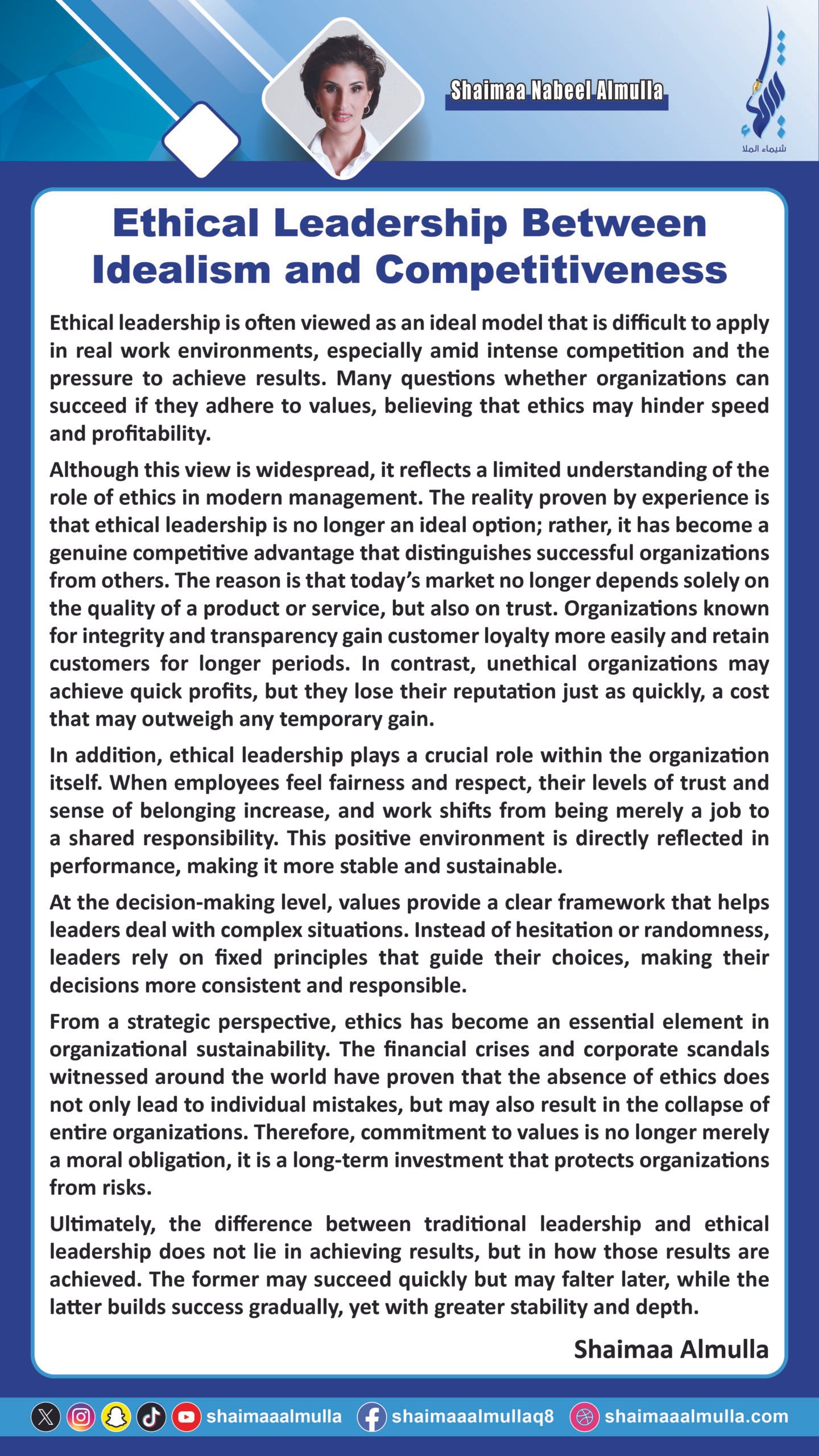 Ethical Leadership Between Idealism and Competitiveness