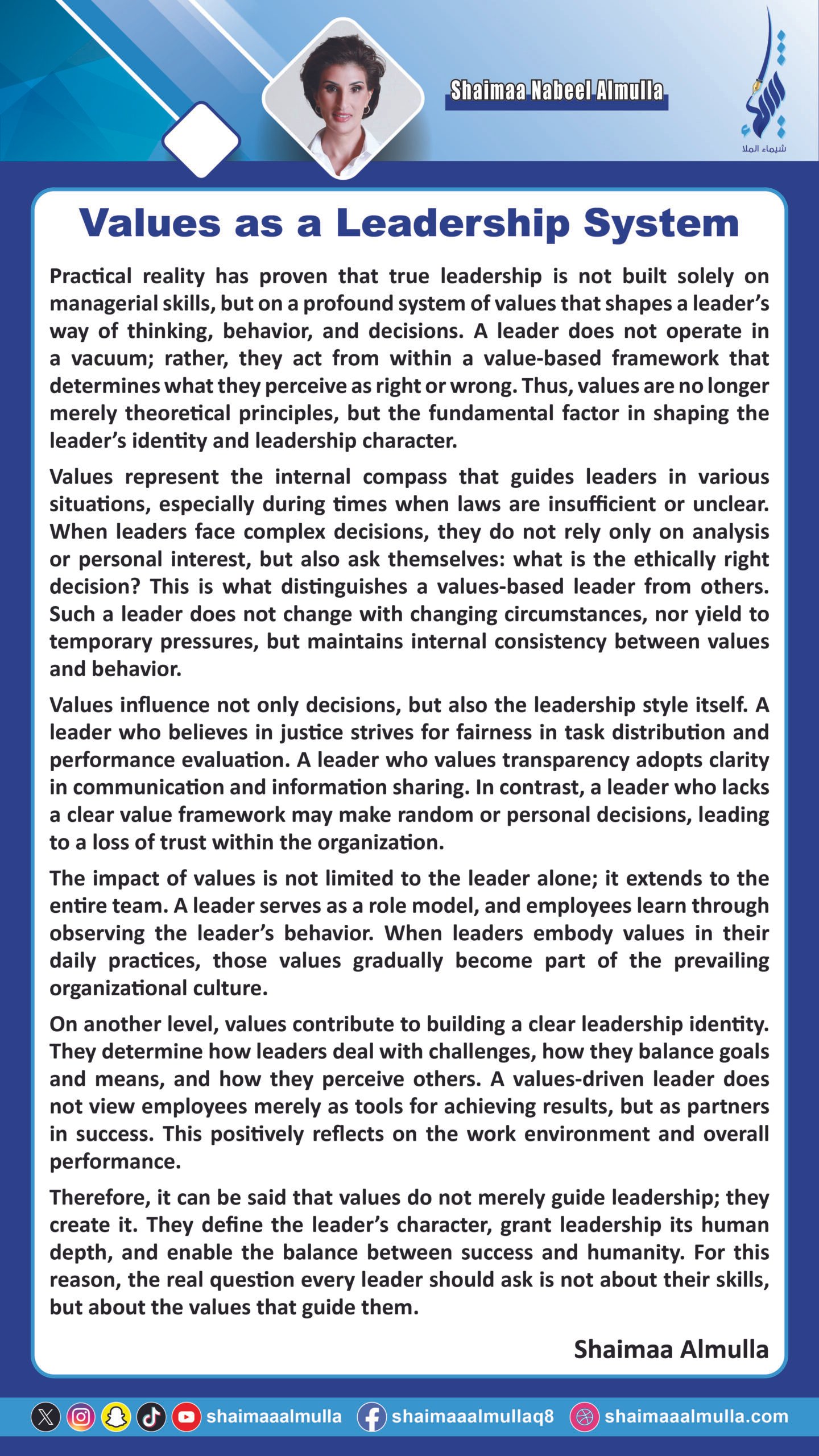 Values as a Leadership System